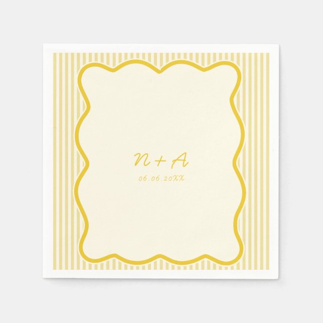 Serviette En Papier Mariage jaune beurre moderne (Devant)