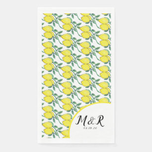 Serviette En Papier Mariage Jaune Citron Vert Aquarelle