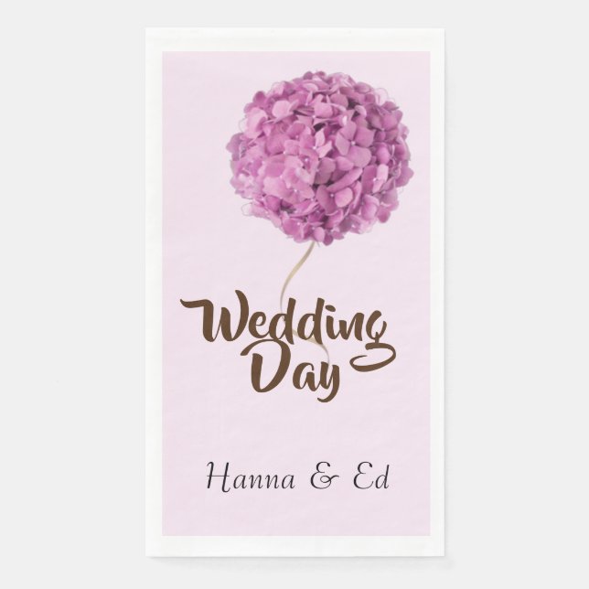 Serviette En Papier Mariage Jour rose & blanc hydrangée fleur (Devant)