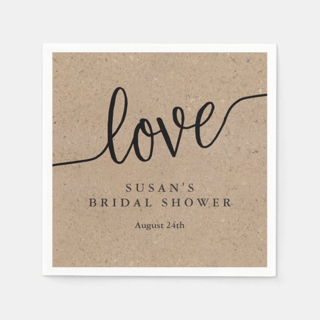 Serviette En Papier Mariage Kraft Rustique Personnalisé (Devant)