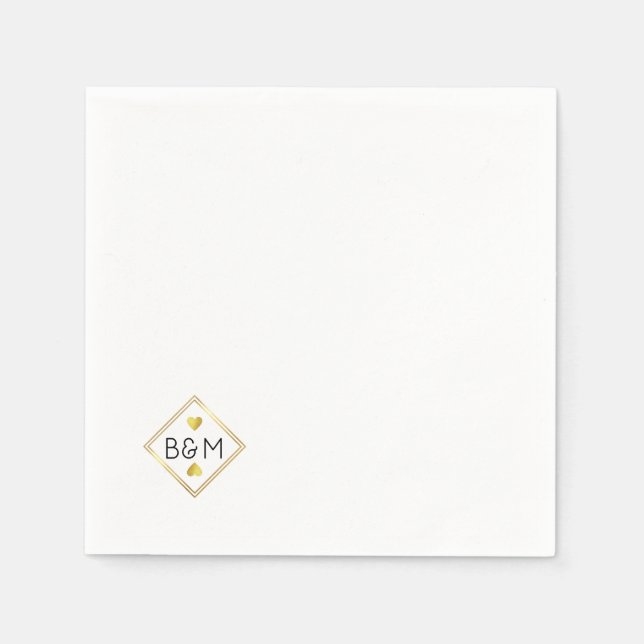 Serviette En Papier Mariage Love Marié Couple Monogramme (Devant)