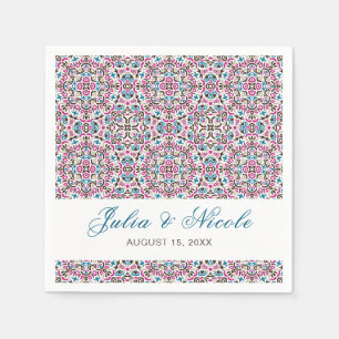 Serviette En Papier Mariage Mandala Géométrique à Treillis Marocain