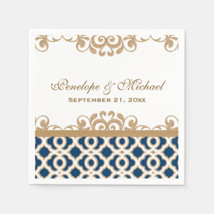 Serviette En Papier Mariage Marocain Marine et Gold
