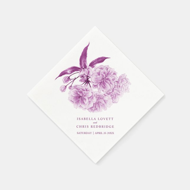 Serviette En Papier Mariage mauve fleurit serviettes florales (Coin)