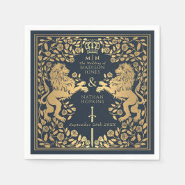 Serviette En Papier Mariage médiéval Blue Royal Lion