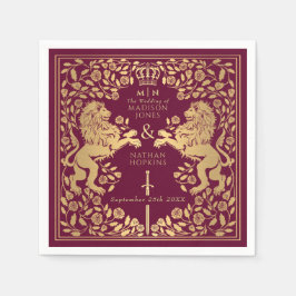 Serviette En Papier Mariage médiéval Red Royal Lion