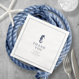 Serviette En Papier Mariage Merci Vague Bleue V2 ID836