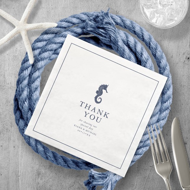 Serviette En Papier Mariage Merci Vague Bleue V2 ID836 (Créateur téléchargé)