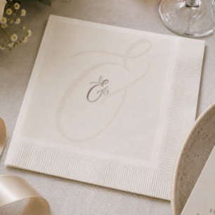 Serviette En Papier Mariage minimaliste Boho Brun Cocoa Monogramme