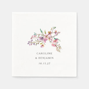 Serviette En Papier Mariage minimaliste Boho rose Fleur sauvage person