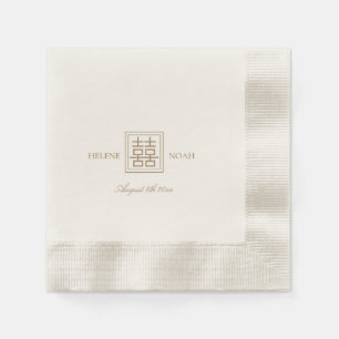 Serviette En Papier Mariage minimaliste chinois moderne double bonheur