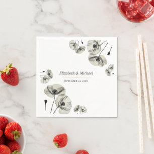 Serviette En Papier Mariage Minimaliste Élégant et Neutre avec des Pav