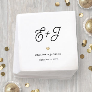 Serviette En Papier Mariage minimaliste élégant Monogramme de script r