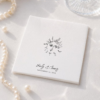 Serviette En Papier Mariage Minimaliste Encre Fantaisiste Dessiné à la