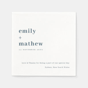Serviette En Papier Mariage minimaliste moderne Gras Marine Blue Typog