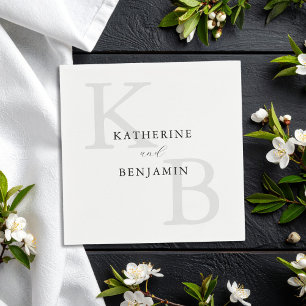 Serviette En Papier Mariage minimaliste moderne noir et blanc