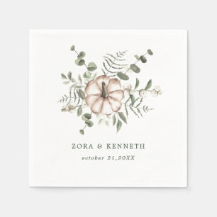 Serviette En Papier Mariage minimaliste rustique à l'aquarelle citroui