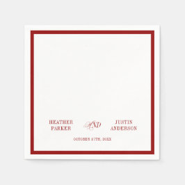 Serviette En Papier Mariage minimaliste simple rouge classique