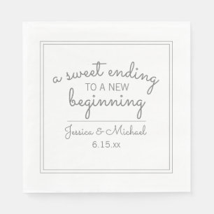 Serviette En Papier Mariage Moderne Blanc Douce Fin Nouveau Début