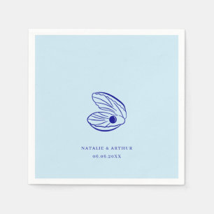 Serviette En Papier Mariage moderne Blue Mediterranean Shell