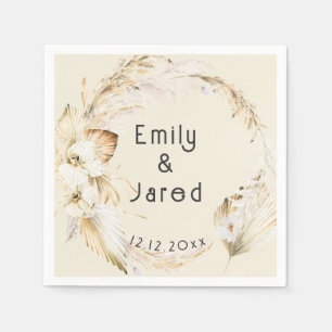 Serviette En Papier Mariage moderne Boho Palm Orchidées