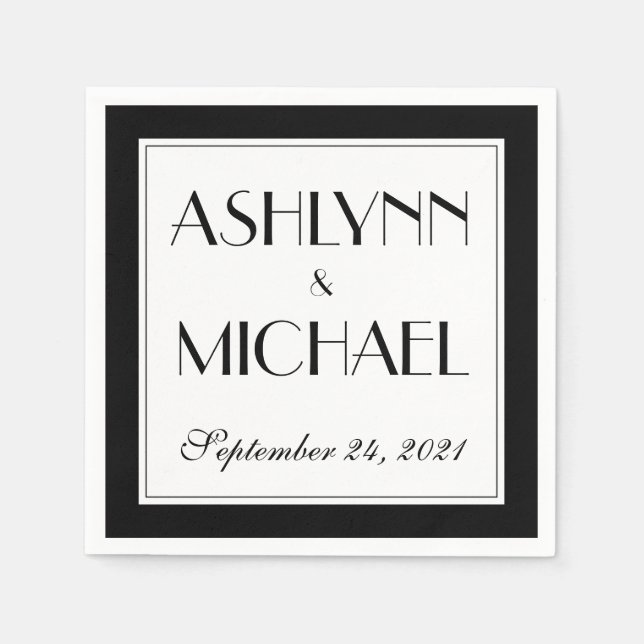 Serviette En Papier Mariage moderne élégant (Devant)