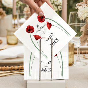 Serviette En Papier Mariage Moderne Fleurs en Arches de Coquelicot