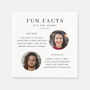 Serviette En Papier Mariage moderne Fun Facts Napkin avec photos