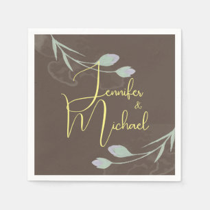 Serviette En Papier Mariage Moderne Minimaliste Plain Calligraphie Nom