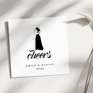 Serviette En Papier Mariage moderne noir et blanc NAPKINS