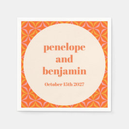 Serviette En Papier Mariage moderne orange du milieu du siècle