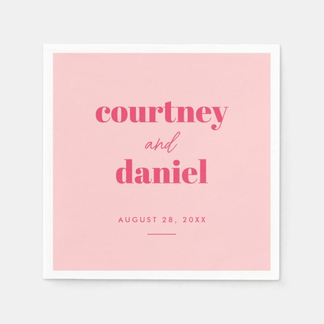 Serviette En Papier Mariage moderne rose tendance (Devant)