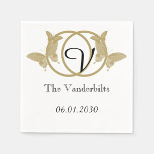 Serviette En Papier Mariage Monogramme à double anneau