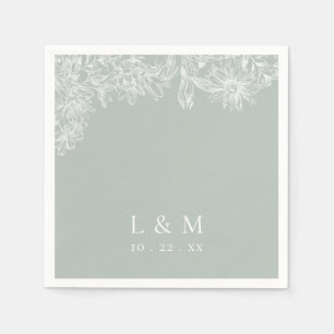 Serviette En Papier Mariage Monogramme blanc clair