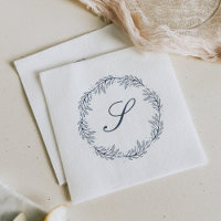 Mariage Monogramme Bleu Indigo Couronne Écriture C