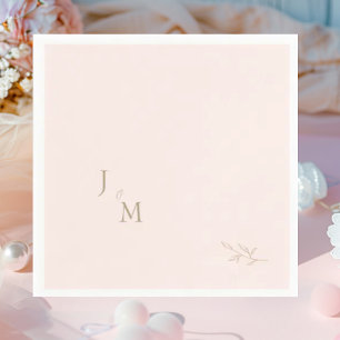 Serviette En Papier Mariage monogramme de feuillage transparent