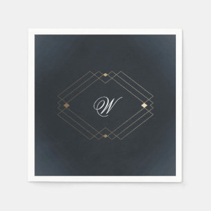 Serviette En Papier Mariage Monogramme de la marine classique
