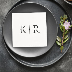 Serviette En Papier Mariage Monogramme Élégant Flare