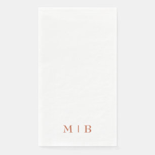 Serviette En Papier Mariage Monogramme en terre cuite simple et élégan