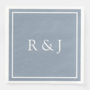 Serviette En Papier Mariage Monogramme Initiale Ampersand 2026 Bleu Po