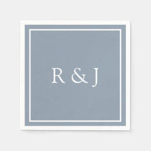 Serviette En Papier Mariage Monogramme Initiale Ampersand 2026 Bleu Po