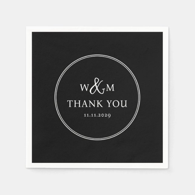 Serviette En Papier Mariage monogramme moderne simple et élégant (Devant)