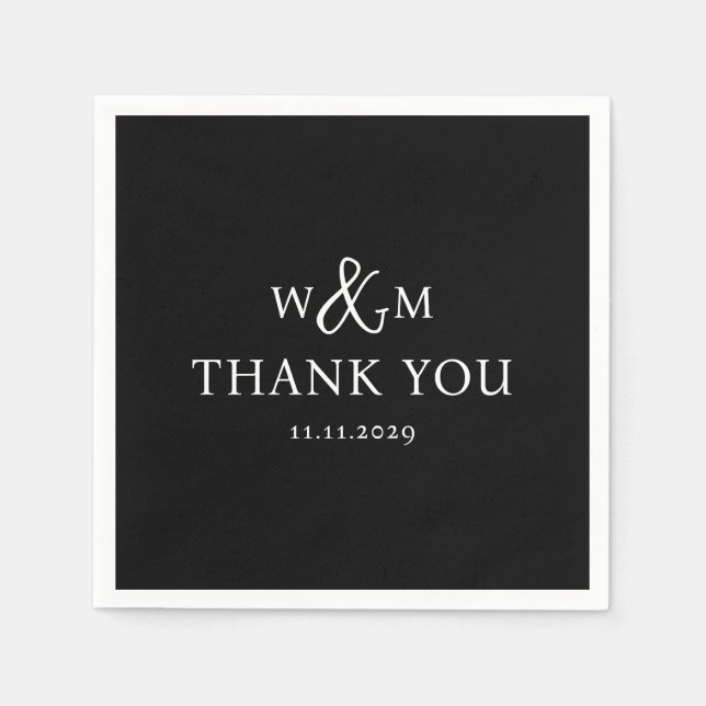 Serviette En Papier Mariage monogramme moderne simple et élégant (Devant)