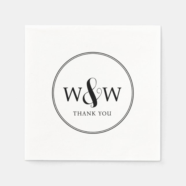 Serviette En Papier Mariage monogramme moderne simple et élégant (Devant)