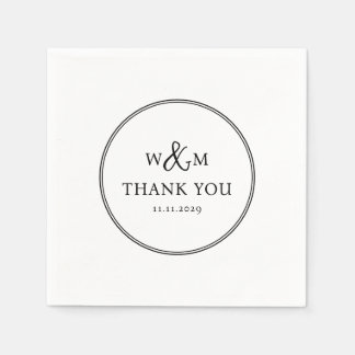 Serviette En Papier Mariage monogramme moderne simple et élégant