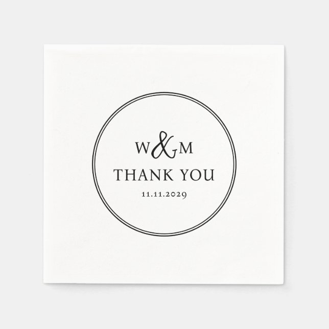 Serviette En Papier Mariage monogramme moderne simple et élégant (Devant)
