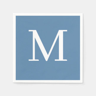 Serviette En Papier Mariage monogramme Napkin Dusty Blue Design