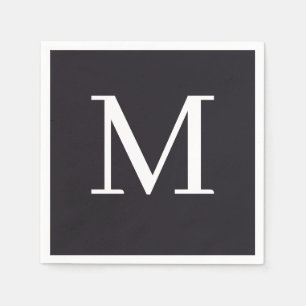 Serviette En Papier Mariage monogramme Napkin noir & blanc design