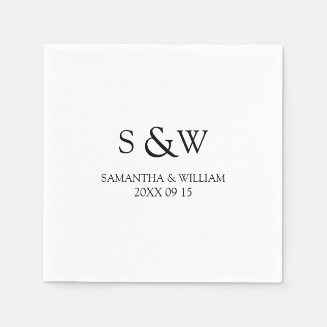 Serviette En Papier Mariage Monogramme personnalisé (Devant)