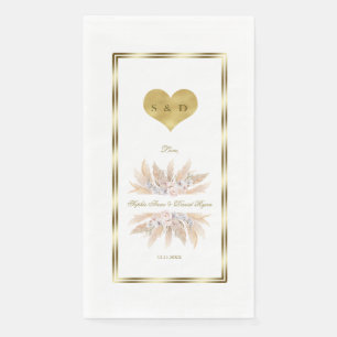 Serviette En Papier Mariage Monogramme Rose de Grass Pampas Orchidée B